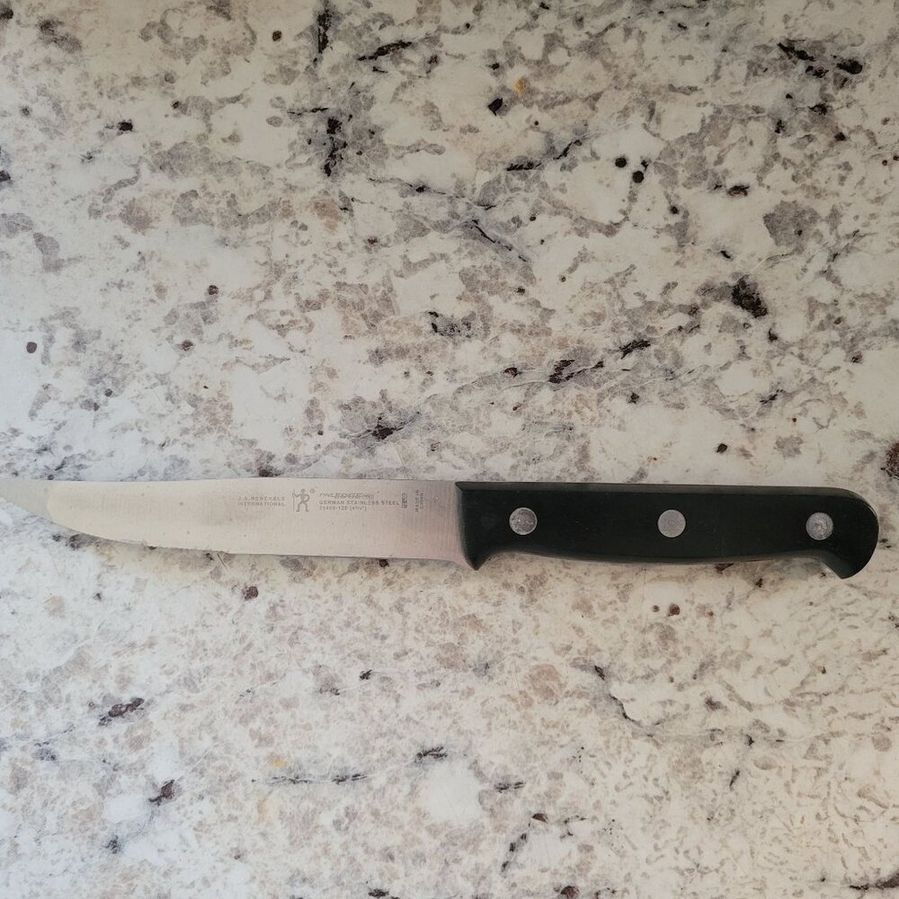 Henckels International 5" Stainless Steel Serrated Utility Knife With Black Hand